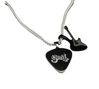 Uqezagpa Collier avec pendentif médiator de guitare robuste en acier inoxydable - Accessoire de bijoux pour les fans de punk rock et les amateurs de mode