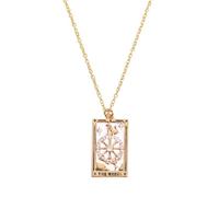 Uqezagpa Collier avec pendentif rectangulaire en forme de carte de tarot vintage en laiton pour une touche de mystère, 405cm 1.5*2.5CM, Cuivre, Pas de gemme