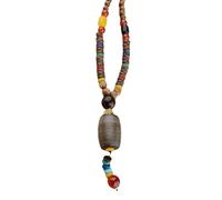 Uqezagpa Collier Bodhi fabriqué à la main en bois naturel offrant confort spirituel et style dans un long pendentif, 80*10*10cm, Arbre