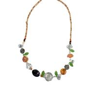 Uqezagpa Collier de perles floral inspiré de la nature - Chaîne réglable de 45 cm en résine - Accessoire élégant pour tous les jours