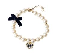 Uqezagpa Collier de perles pour chien et chat fait à la main - Long et élégant - Motif nœud - Pour un usage quotidien et les rassemblements d'animaux domestiques - Bijoux pour amoureux