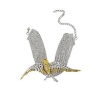 Uqezagpa Collier élégant à plusieurs niveaux avec pendentif en forme d'hirondelle d'oiseau accrocheur et diamants étincelants pour un usage quotidien