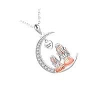 Uqezagpa Collier élégant en forme de cœur avec pendentif en forme de croissant de lunes et arbres de vie - Cadeau de fête des mères - Chaîne réglable, One Size, Comme décrit, Comme décrit.