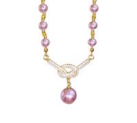 Uqezagpa Collier élégant multicolore avec fausses perles - Chaîne réglable pour femme - Pour fête de mariage, Size Approx.455cm/17.711.96inches, perles d'imitation