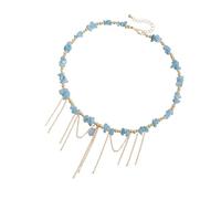 Uqezagpa Collier en pierres précieuses avec franges en cascade pour soirée ou accessoires quotidiens élégant pour femme