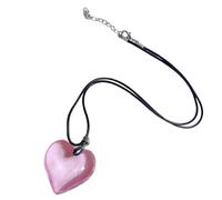 Uqezagpa Collier en résine fabriqué à la main en forme de cœur avec cordon réglable en cuir PU, bijou d'amour minimaliste pour femmes et hommes, pendentif en cristal de cristal, One Size, Comme décrit