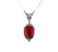 Uqezagpa Collier ras du cou gothique ovale avec pendentif en pierre précieuse œil de dragon rouge pour femme