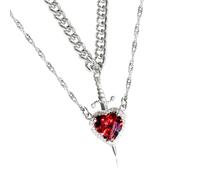 Uqezagpa Collier ras du cou réglable en acier inoxydable avec pendentif épées symbolisant la force et l'amour, Red, Comme décrit, Comme décrit.
