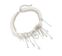 Uqezagpa Collier tendance avec pendentif en forme de cœur avec perles d'imitation et chaîne en métal, Size Approx. 16.12.7inch417cm, Matériaux mélangés