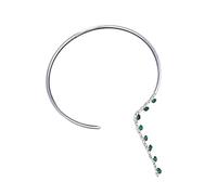 Uqezagpa Collier tendance en émeraude - Accessoire de bijoux pour femme - Élégant collier ras du cou ouvert avec strass