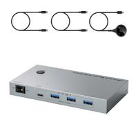 Uqezagpa Commutateur KVM USB C pour 2 ordinateurs portables Configuration double moniteur 4K @ 60 Hz 80 W Charge 5 Gbit/s Transfert de données pour ordinateurs portables Accessoires Commutateur KVM