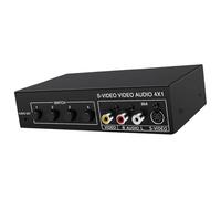 Uqezagpa Commutateur S-Vidéo 4x1 avec sortie sonore de 3,5 mm Boîtier métallique Commutateur de remplacement 4 en 1 Out 720P Home Cinéma Changement