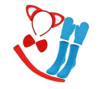 Uqezagpa Costume de chat pour enfants, bandeau, queue, nœud papillon, gants, chaussettes, accessoire de cosplay pour enfant, garçon, fille, cosplay, accessoires de costume confortables