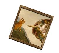 Uqezagpa Creative Cats Interprétation de la peinture sur multi-usages carré en bois 20 cm Art mural fantaisiste