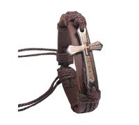 Uqezagpa Cuir de culture avec cuir et croix pour prière méditations élégantes catholiques, taille unique, Comme décrit, Comme décrit.
