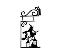 Uqezagpa Décoration d'Halloween en forme de sorcière - Panneau d'angle en métal - Statue mystérieuse - Décoration murale à suspendre