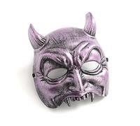 Uqezagpa Demi-visage effrayant en forme de diable pour adulte - Demi-visage antique - Costume d'Halloween pour carnaval, cosplay, fête - Costume amusant pour homme et femme - Résine d'Halloween