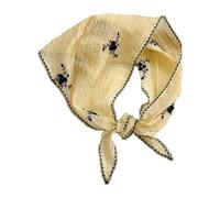 Uqezagpa Écharpe brodée florale compacte et pliable - Écharpe multifonction - Petite épaule ou cache-cou brodée, jaune, Taille unique