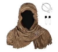 Uqezagpa Écharpe médiévale à capuche avec broche, costume de Renaissances, châle post-apocalyptique, écharpe Rogues, CST094COF, taille unique