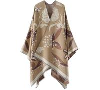 Uqezagpa Écharpe pour femme, élégant poncho chaud ouvert sur le devant pour femme, cape douce et chaude élégante surdimensionnée, kaki, Size: 153*140cm