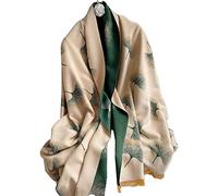 Uqezagpa Écharpe pour femme, motif feuilles, écharpe pour femme, châle chaud, bandana, hijab pour femme, écharpe d'automne pour femme, écharpe d'hiver coupe-vent, Vert, 185*65CM