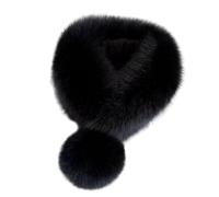 Uqezagpa Écharpe tendance pour femme en fausse fourrure pour l'hiver, Noir , Taille unique