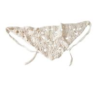 Uqezagpa Écharpe triangulaire en dentelle au crochet avec fleur - Bandana léger et respirant - Style vintage - Accessoire de photographie - Pour tenues décontractées, beige, Taille unique