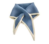 Uqezagpa Écharpe triangulaire pour femme Version coréenne Col en laine tricotée Petites écharpes pour le cou Coton, Bleu mer, taille unique