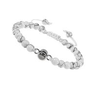 Uqezagpa Élégant bracelet pour couple avec 100 langues I Loves You Projection en cristal mat Pierre portable, Diameter 7.5mm, Corde + pierre givrée en cristal