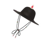 Uqezagpa Élégant chapeau historique unique patrimoine chinois ancien costume grand rond pour rassemblements et festivals accessoires de photographie chapeau