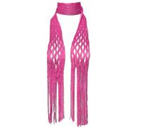 Uqezagpa Élégant foulard brodé en tricot creux pour femme, taille réglable, accessoires photo, petite écharpe en tricot creux, rose rouge, Taille unique