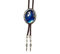 Uqezagpa Élégante cravate en corde tressée avec pendentif en pierre de forme ovale pour homme et femme, tenue occidentale, collier bolo réglable, Bleu 14., taille unique