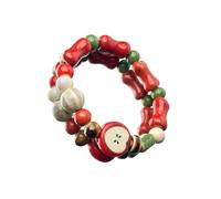 Uqezagpa Élégante perle en céramique élastique effet arc-en-ciel confortable pour femme accessoire extensible pour le quotidien en céramique colorée