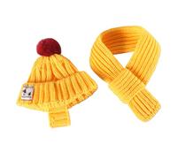 Uqezagpa Ensemble bonnet et écharpe tricotés pour le Nouvel An pour petits chiens et chats Vêtements d'hiver chauds Accessoires pour animaux de compagnie pour petits chiens
