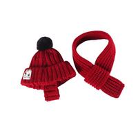 Uqezagpa Ensemble bonnet et écharpe tricotés pour le Nouvel An pour petits chiens et chats Vêtements d'hiver chauds Accessoires pour animaux de compagnie pour petits chiens