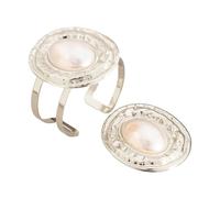 Uqezagpa Ensemble de bracelets ovales et bagues réglables pour femmes modernes faits à la main, accessoire de soirée, bijoux de fête
