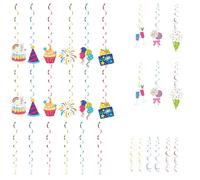 Uqezagpa Ensemble de décorations de fête d'anniversaire polyvalentes avec banderoles Happy Birthday avec tire-bouchon et tourbillons suspendus pour garçons