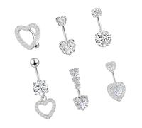 Uqezagpa Ensemble de piercings de nombril en acier chirurgical facile à nettoyer avec oxyde de zirconium pour un événement décontracté et un bal de fin d'année. Coffret cadeau, One Size, Comme décrit