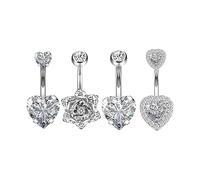 Uqezagpa Ensemble de piercings de nombril en acier chirurgical facile à nettoyer avec oxyde de zirconium pour un événement décontracté et un bal de fin d'année. Coffret cadeau, One Size, Comme décrit