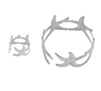 Uqezagpa Ensemble élégant bracelet et bagues en alliage avec étoiles de mer réglables - Bijoux uniques pour multifonction, 2.73x2.73in, Métal