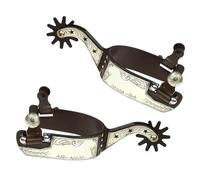Uqezagpa Éperon de cheval Western en acier au carbone avec motif Rowel pour homme, équipement de compétition et d'équitation Western Boy Horse Spur pour l'équitation