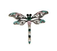Uqezagpa Épinglette à la mode sophistiquée libellules avec motifs d'huile qui coule - Accessoire de fête, Size 5x6.1cm/1.97x2.4inch, Métal