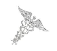 Uqezagpa Épinglette tendance sophistiquée en forme d'aile angélique avec motifs d'huile qui coule - Accessoire de fête, 3.8x3.7cm, Métal, Béryl