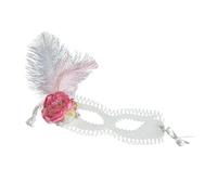 Uqezagpa Fleurs à plumes pour mascarades vénitiennes pour femme, Halloween, Noël, demi-visage, yeux, cosplay, accessoires vénitiens pour les bals masqués