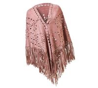 Uqezagpa Grand châle chaud à pompons de couleur unie accessoire d'hiver décontracté court couleur unie châle surdimensionné creux pour femme, a, Taille unique