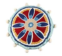 Uqezagpa Grand coussin de sol rond marocain hippie pour housse Motif ethnique brodé Coussin Pouf C