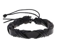Uqezagpa Handcraft Twining Designs Bracelet en cuir synthétique robuste pour homme et femme Cadeau spécial décontracté Noir Marron, 4.29x3.9in, cortex, béryl