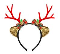Uqezagpa Holiday Spirits Serre-tête en bois de renne Blanc Accessoire de vacances Serre-tête en bois de renne pour costume de Noël