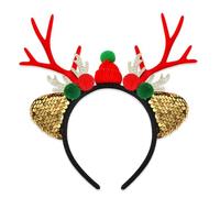 Uqezagpa Holiday Spirits Serre-tête en bois de renne Blanc Accessoire de vacances Serre-tête en bois de renne pour costume de Noël