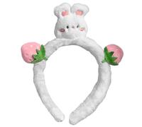 Uqezagpa Joli bandeau lapin pour réunion de famille - En peluche - Fraise - Pour femme - Pour se laver le visage - Accessoire de déguisement